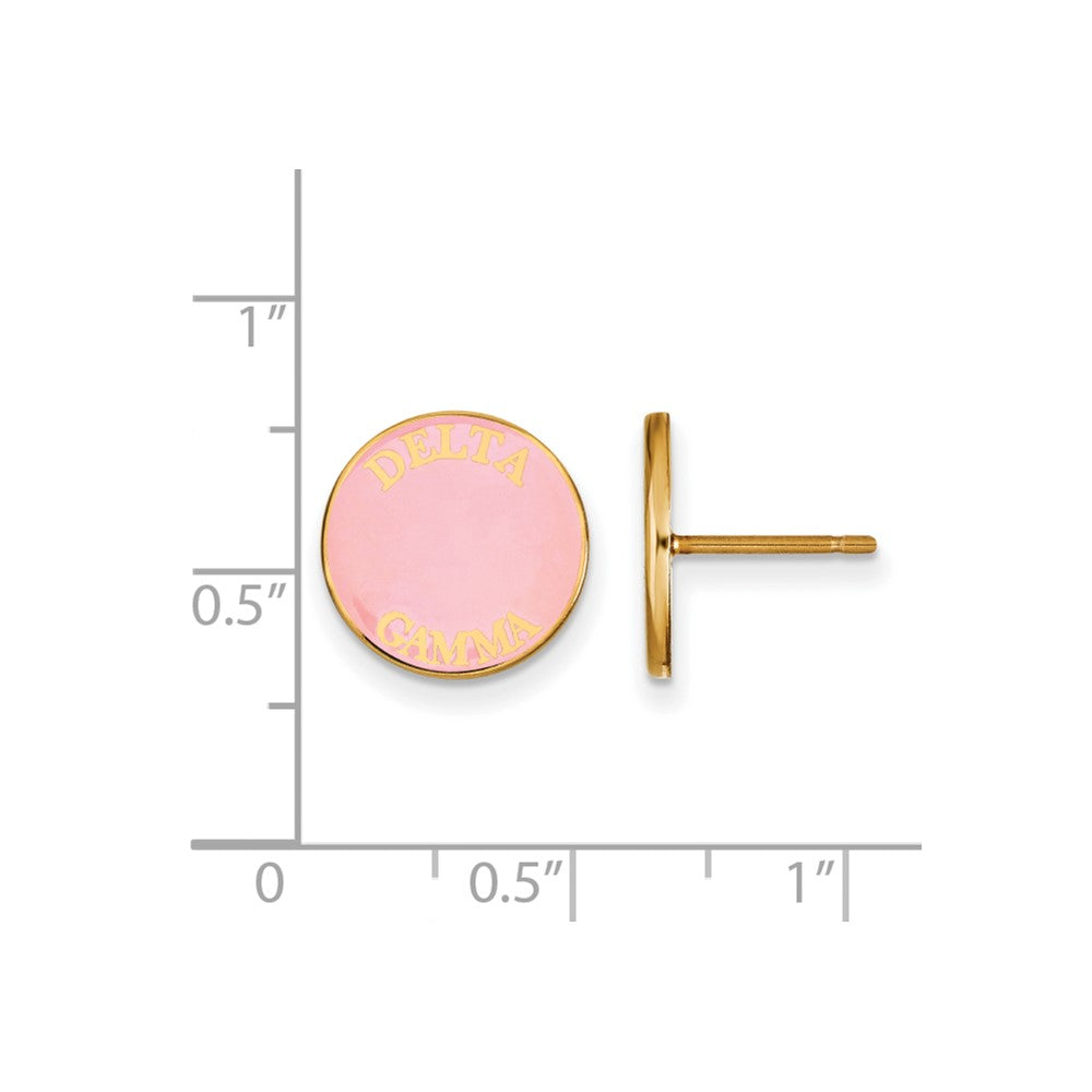Gold Plated Sterling Silver Logoart Delta Gamma Sorority Text Color Enamel Post Earrings