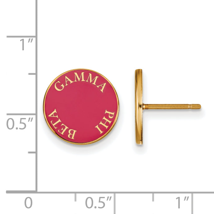 Gold Plated Sterling Silver Logoart Gamma Phi Beta Sorority Text Color Enamel Post Earrings