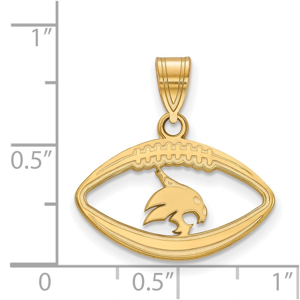 Gold Plated Sterling Silver Logoart Texas State University Bobcat Football Pendant