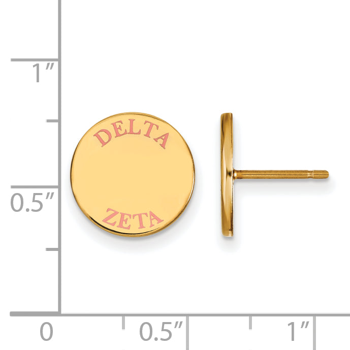 Gold Plated Sterling Silver Logoart Delta Zeta Sorority Text Color Enamel Post Earrings