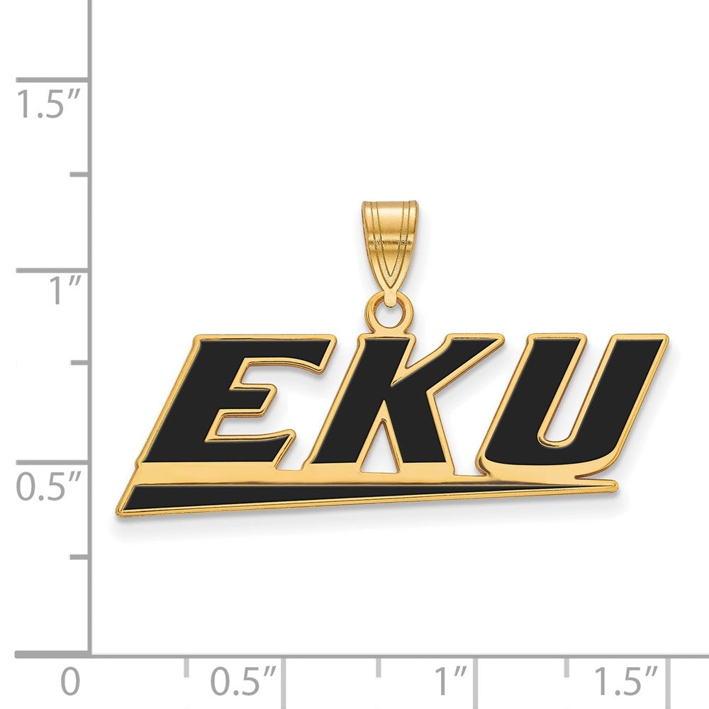 Gold Plated Sterling Silver Logoart Eastern Kentucky University E K U Large Enameled Pendant