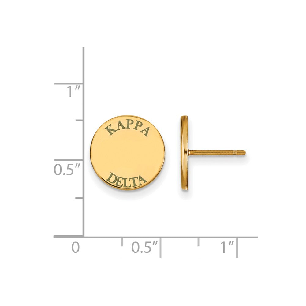 Gold Plated Sterling Silver Logoart Kappa Delta Sorority Text Color Enamel Post Earrings