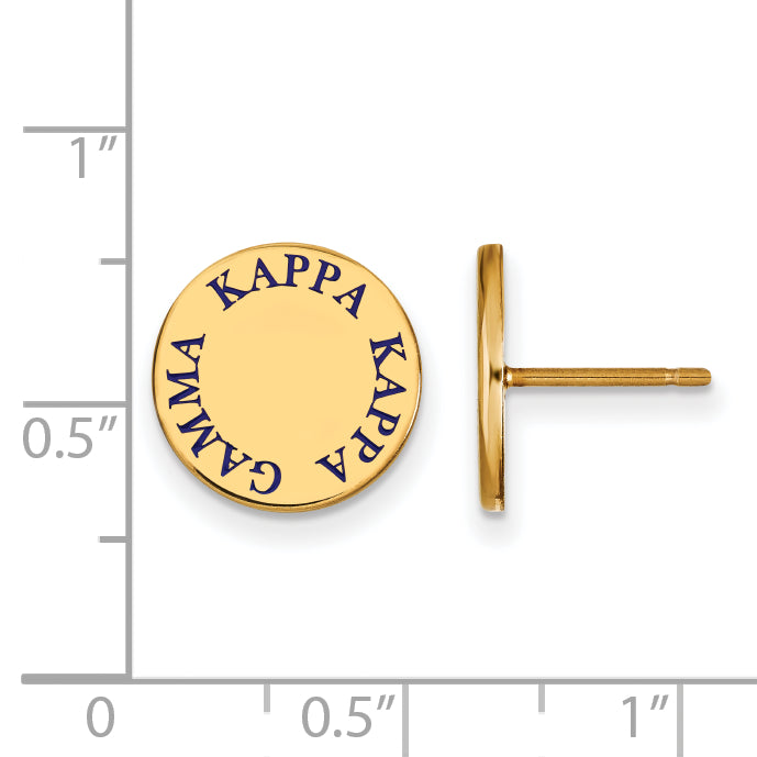 Gold Plated Sterling Silver Logoart Kappa Gamma Sorority Text Color Enamel Post Earrings