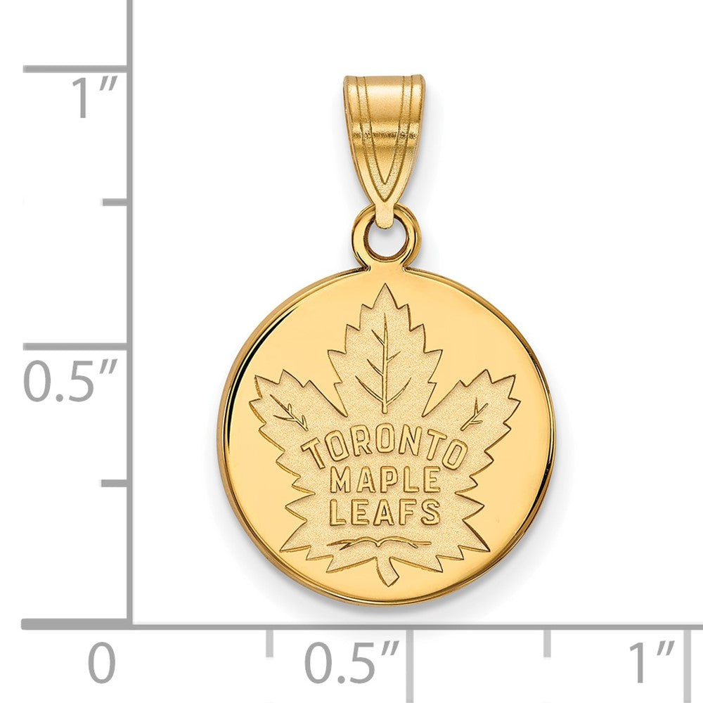 Gold Plated Sterling Silver Nhl Logoart Toronto Maple Leafs Medium Disc Pendant