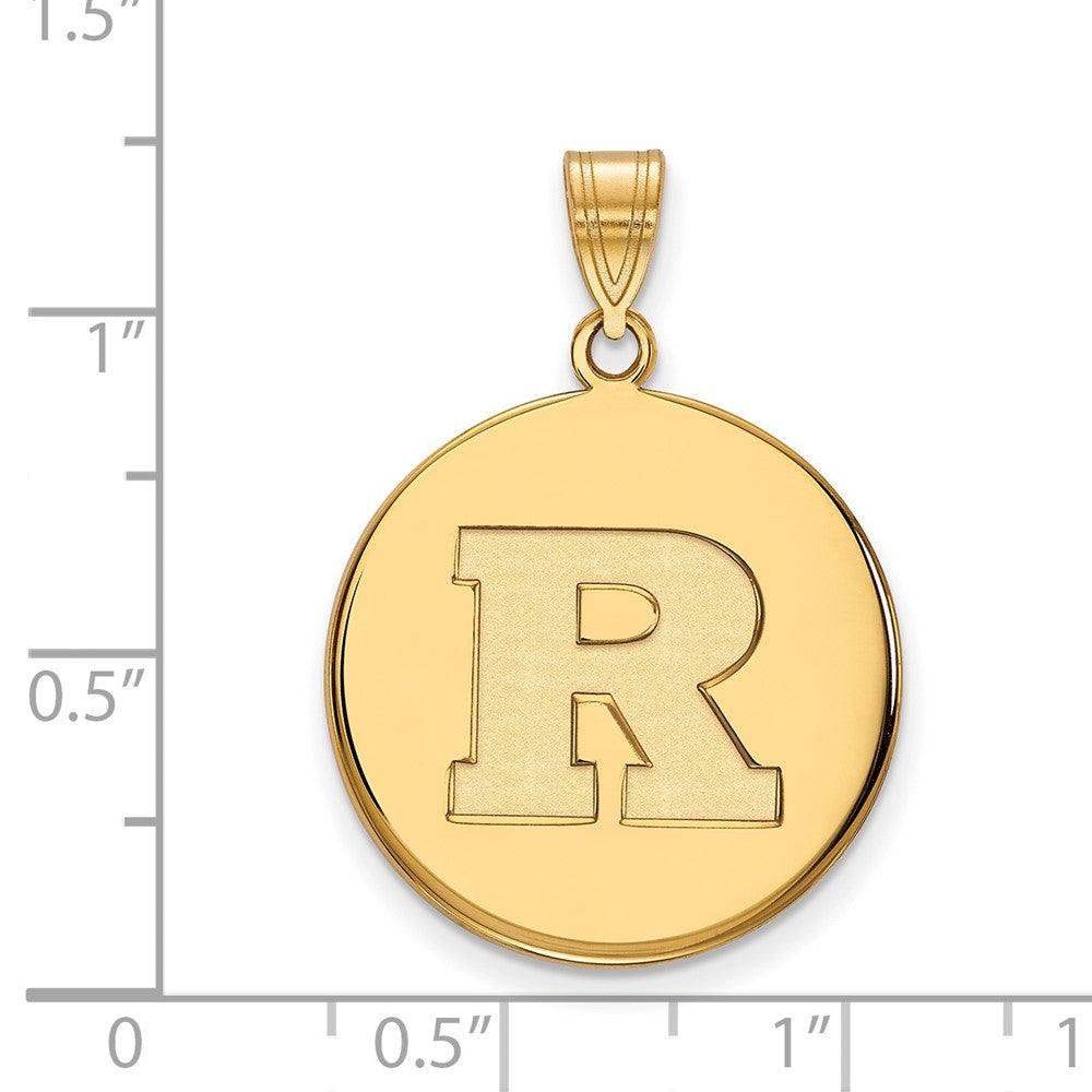 Gold Plated Sterling Silver Logoart Rutgers University Letter R Large Disc Pendant