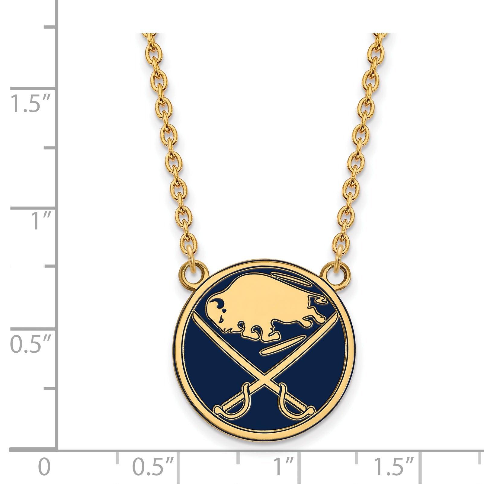 Gold Plated Sterling Silver Nhl Logoart Buffalo Sabres Large Enameled Pendant 18 Inch Necklace