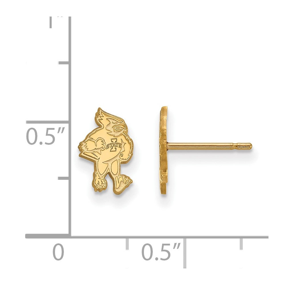 Gold Plated Sterling Silver Logoart Iowa State University Cardinal Extra Small Post Earrings