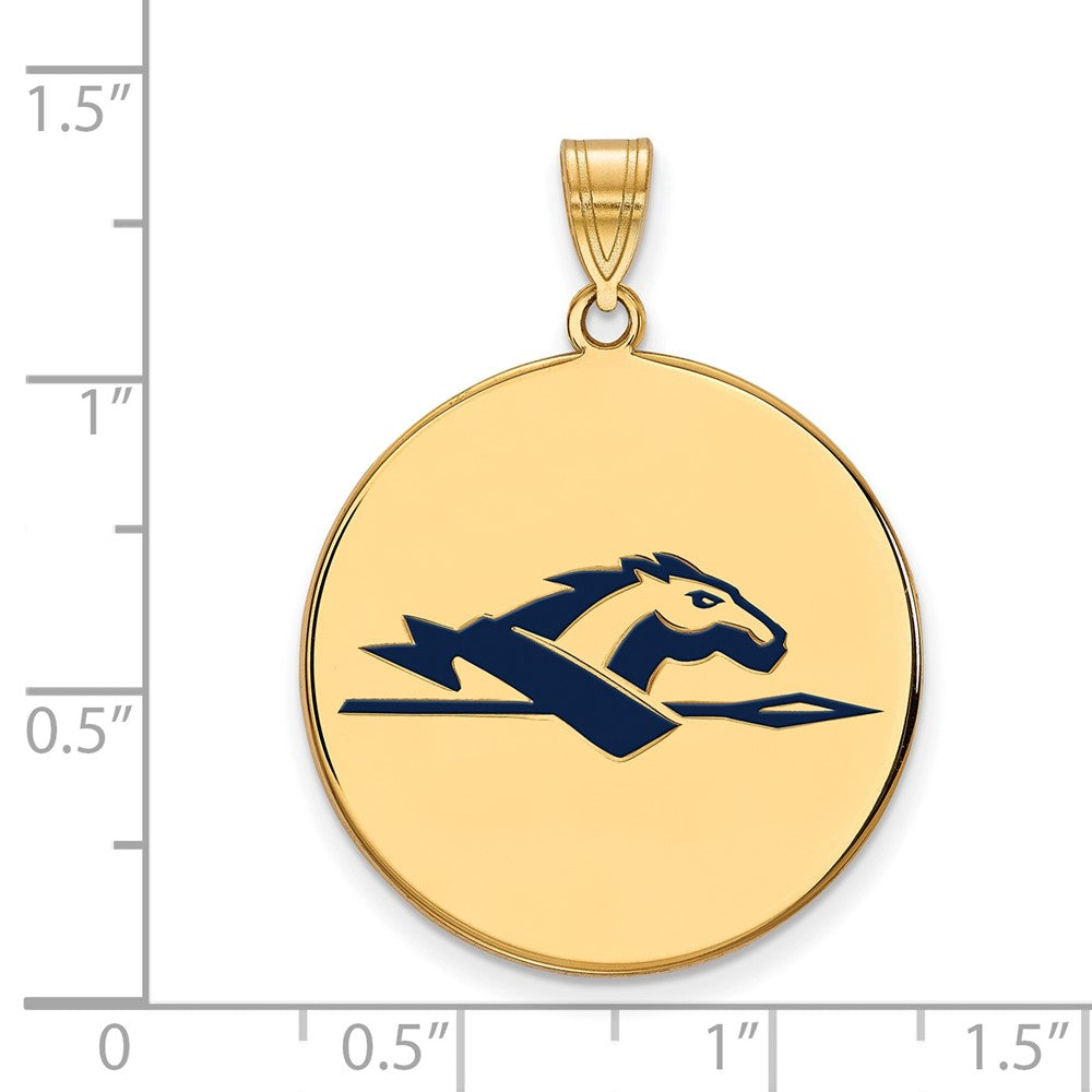 Gold Plated Sterling Silver Logoart Longwood University Horse Extra Large Enameled Disc Pendant