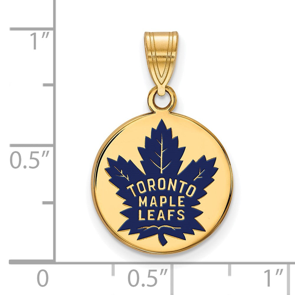 Gold Plated Sterling Silver Nhl Logoart Toronto Maple Leafs Med Enameled Disc Pendant