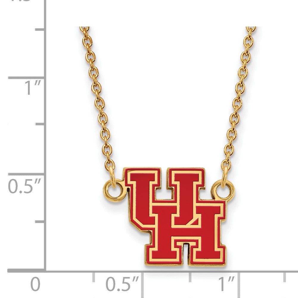 Gold Plated Sterling Silver Logoart University Of Houston U H Small Enameled Pendant 18 Inch Necklace
