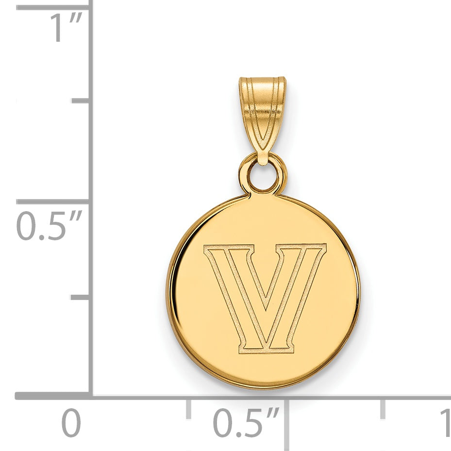 14K Yellow Gold Logoart Villanova University Letter V Small Disc Pendant