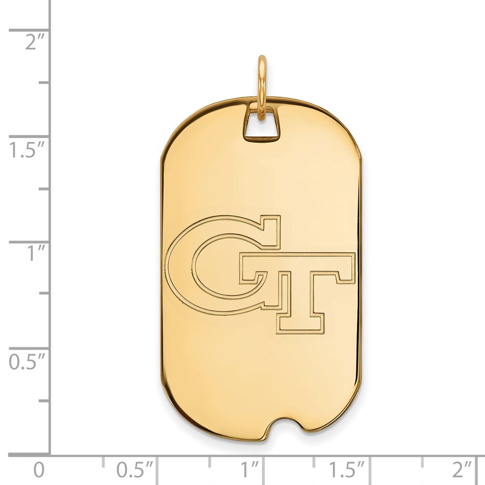 14K Yellow Gold Logoart Georgia Institute Of Technology G T Large Dog Tag Pendant