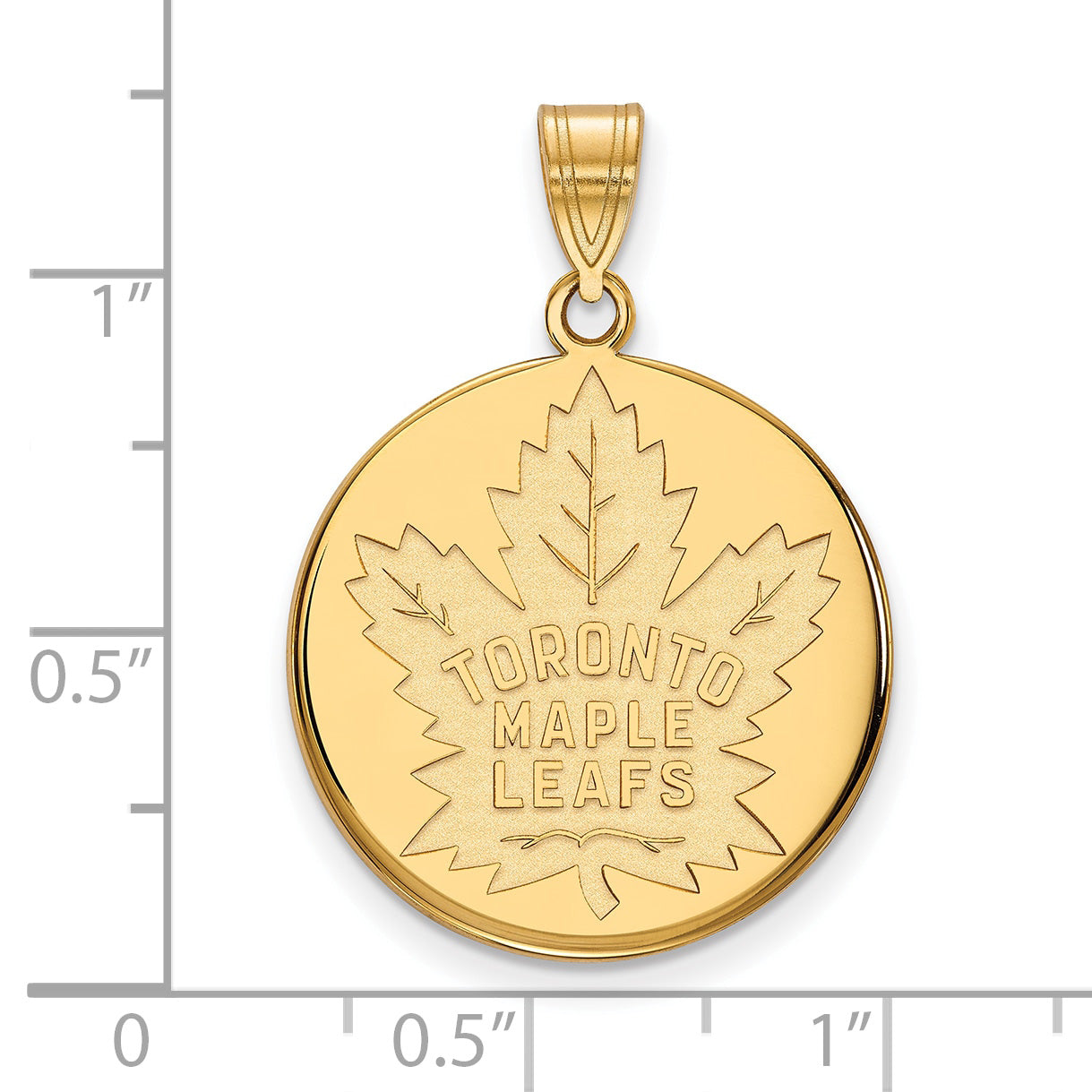 14K Yellow Gold Nhl Logoart Toronto Maple Leafs Large Disc Pendant