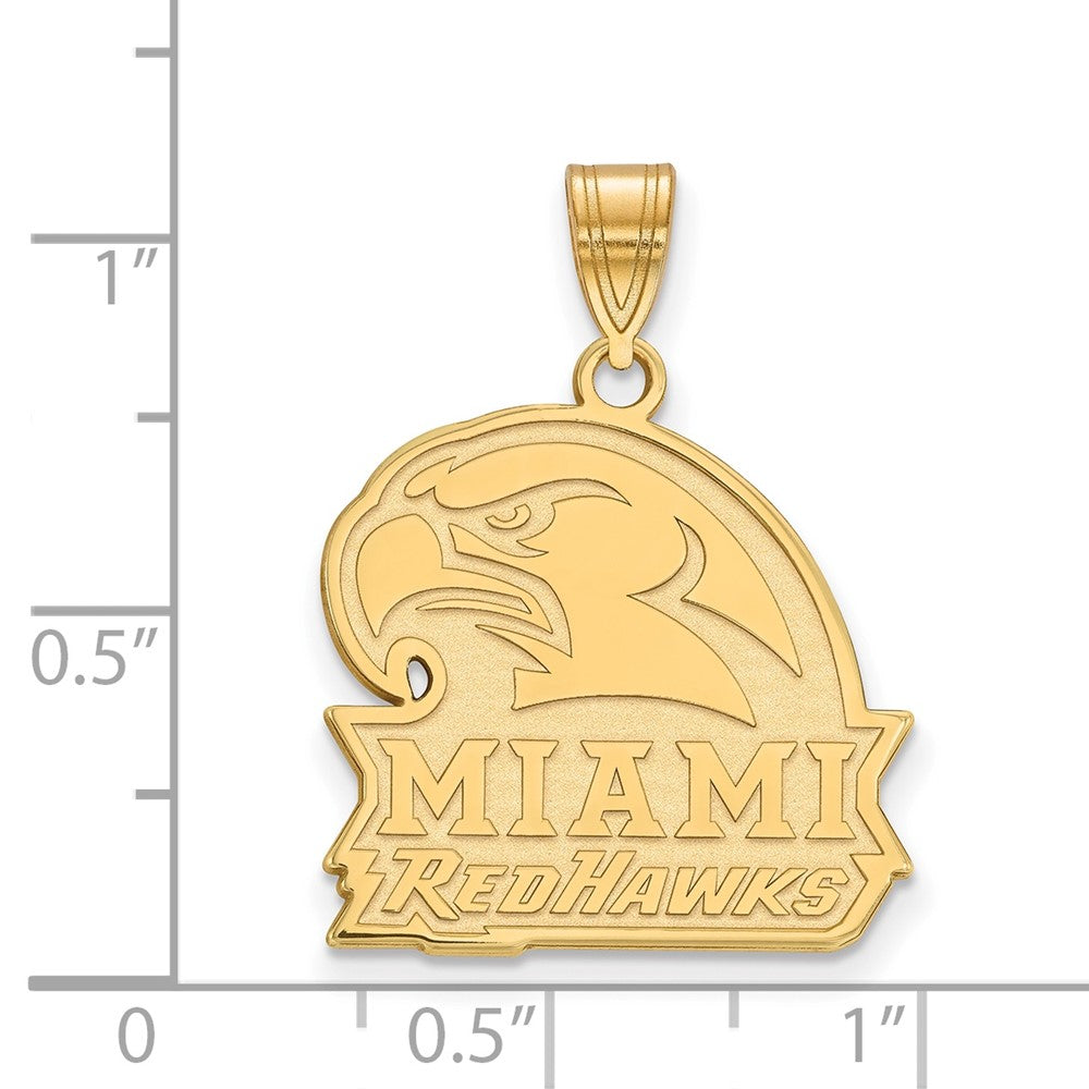 14K Yellow Gold Logoart Miami University Ohio Redhawks Large Pendant