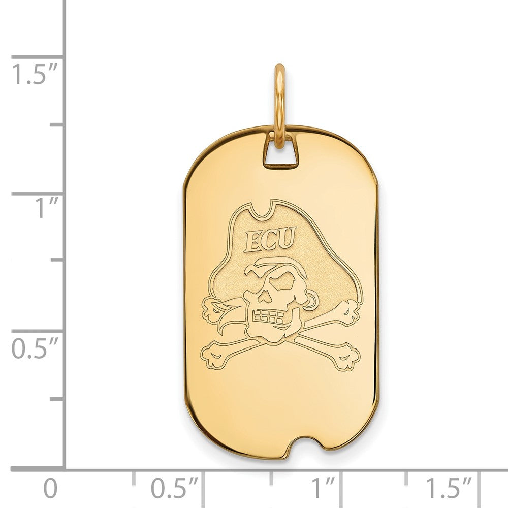 Gold Plated Sterling Silver Logoart East Carolina University Pirate Small Dog Tag Pendant