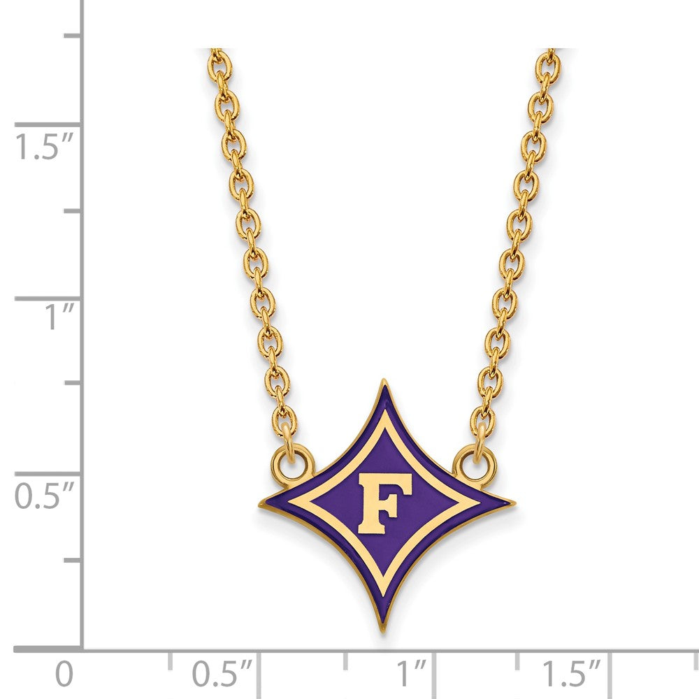 Gold Plated Sterling Silver Logoart Furman U Large Enameled Pendant 18 Inch Necklace