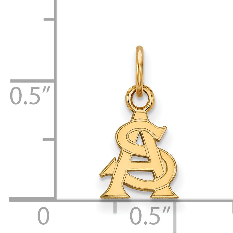 Gold Plated Sterling Silver Logoart Arizona State University A S Extra Small Pendant