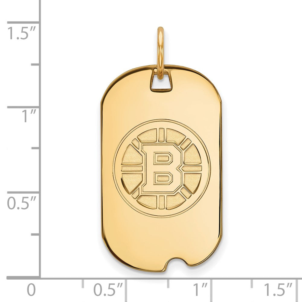 Gold Plated Sterling Silver Nhl Logoart Boston Bruins Small Dog Tag Pendant