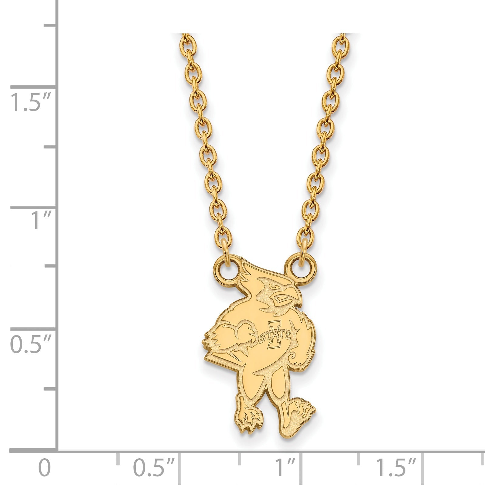 Gold Plated Sterling Silver Logoart Iowa State University Cardinal Large Pendant 18 Inch Necklace