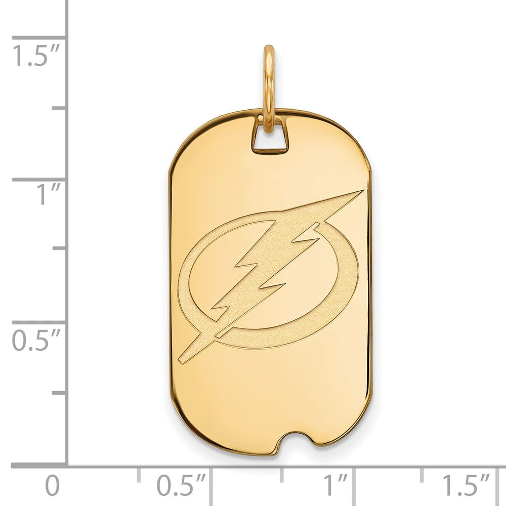 Gold Plated Sterling Silver Nhl Logoart Tampa Bay Lightning Small Dog Tag Pendant