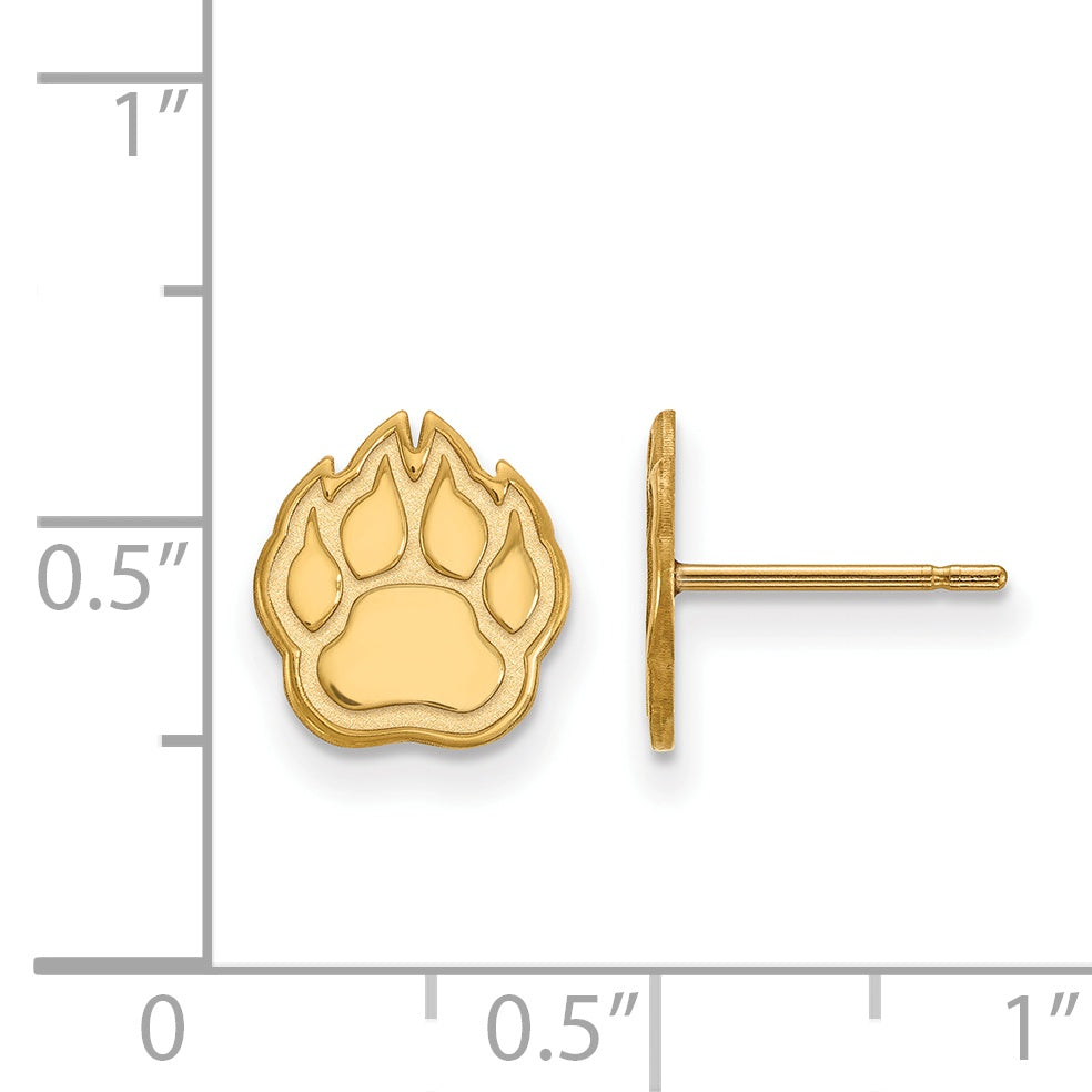 Gold Plated Sterling Silver Logoart Northern Illinois University Paw Extra Small Post Earrings