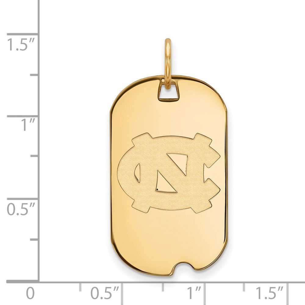 14K Yellow Gold Logoart University Of North Carolina N C Small Dog Tag Pendant