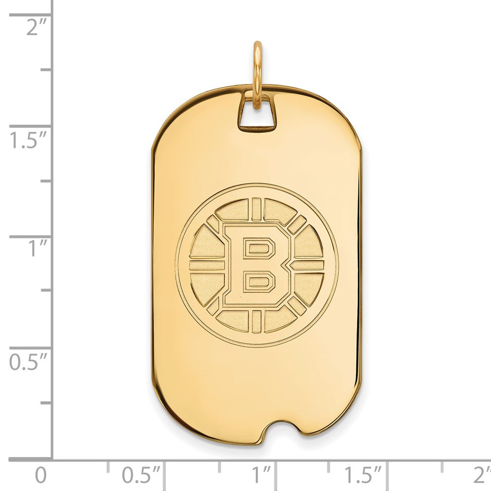 10K Yellow Gold Nhl Logoart Boston Bruins Large Dog Tag Pendant