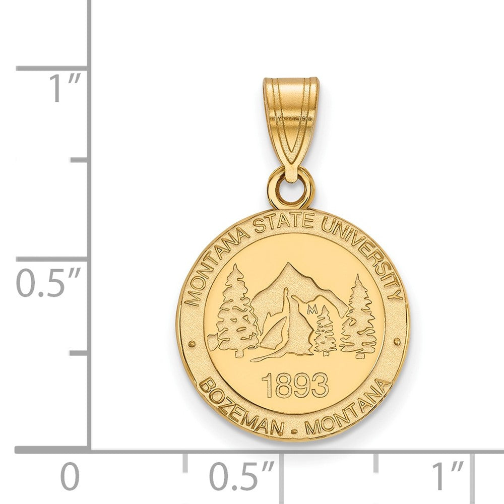 Gold Plated Sterling Silver Logoart Montana State University Medium Crest Pendant