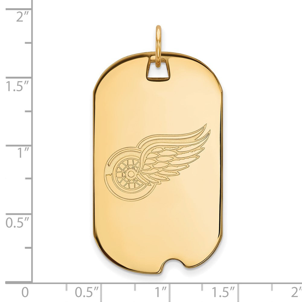 10K Yellow Gold Nhl Logoart Detroit Red Wings Large Dog Tag Pendant