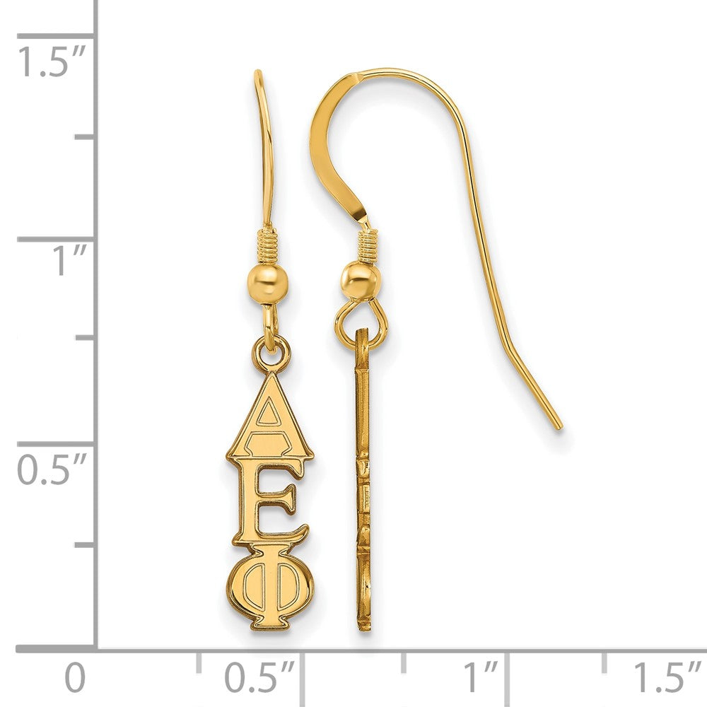 Gold Plated Sterling Silver Logoart Alpha Epsilon Phi Sorority Greek Letters Small Dangle Wire Earrings