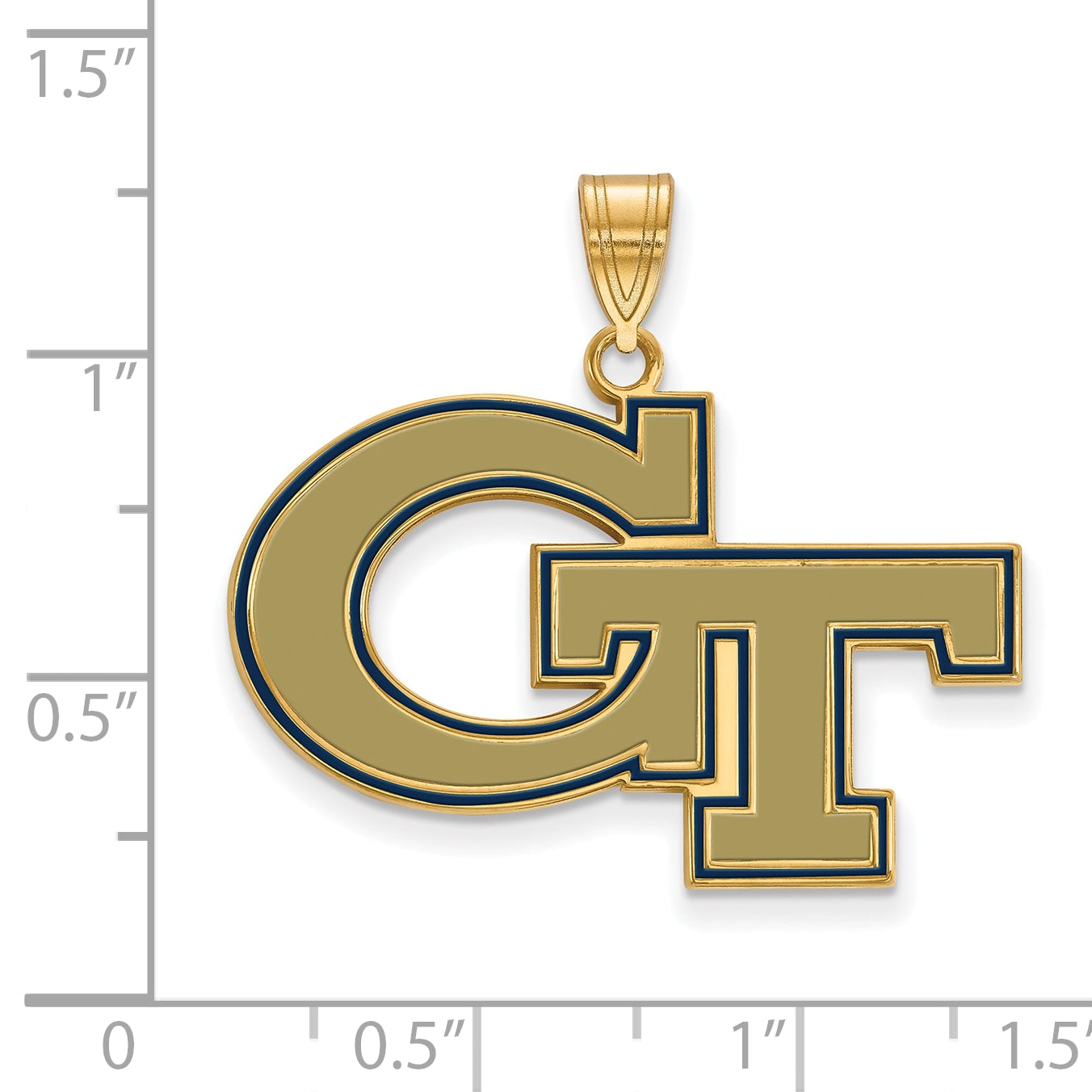 Gold Plated Sterling Silver Logoart Georgia Institute Of Technology G T Large Enameled Pendant