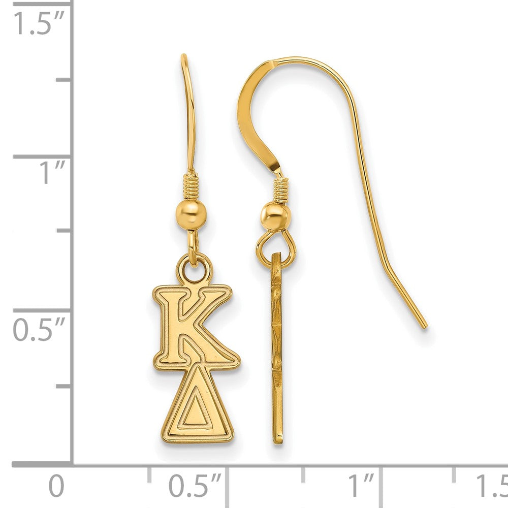 Gold Plated Sterling Silver Logoart Kappa Delta Extra Sorority Greek Letters Small Dangle Wire Earrings