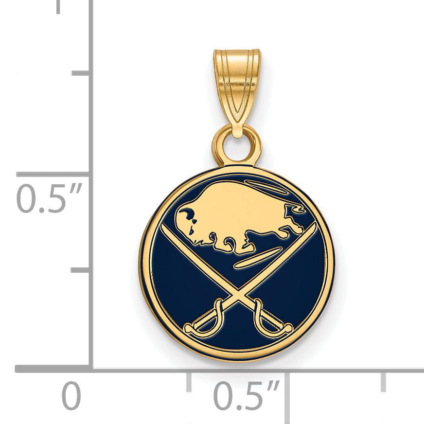 Gold Plated Sterling Silver Nhl Logoart Buffalo Sabres Small Enameled Pendant