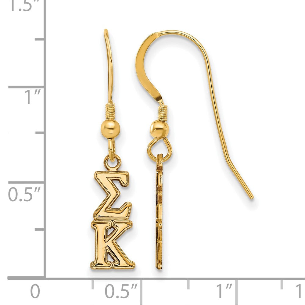 Gold Plated Sterling Silver Logoart Sigma Kappa Extra Sorority Greek Letters Small Dangle Wire Earrings