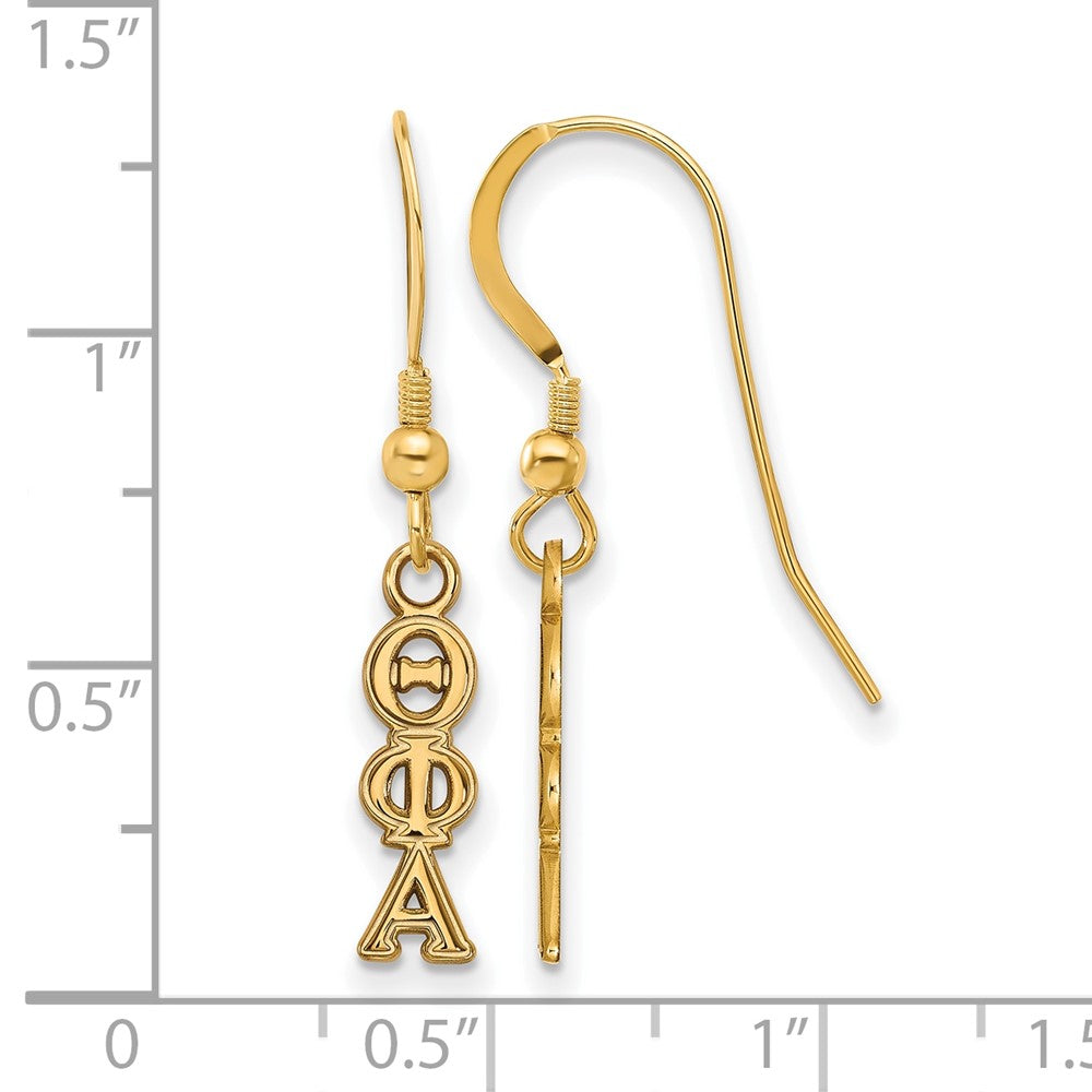 Gold Plated Sterling Silver Logoart Theta Phi Alpha Extra Sorority Greek Letters Small Dangle Wire Earrings