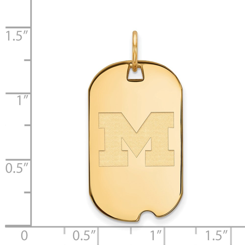 10K Yellow Gold Logoart University Of Michigan Letter M Small Dog Tag Pendant