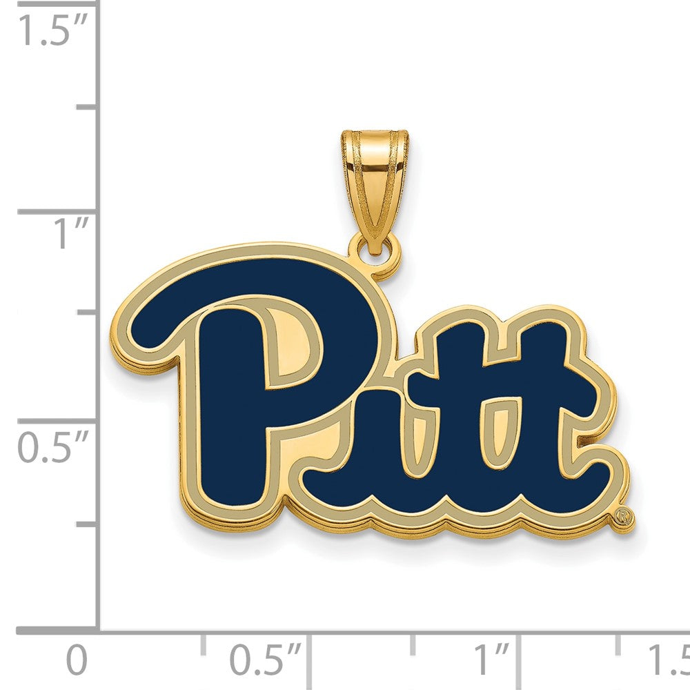 Gold Plated Sterling Silver Logoart University Of Pittsburgh Large Enameled Pendant