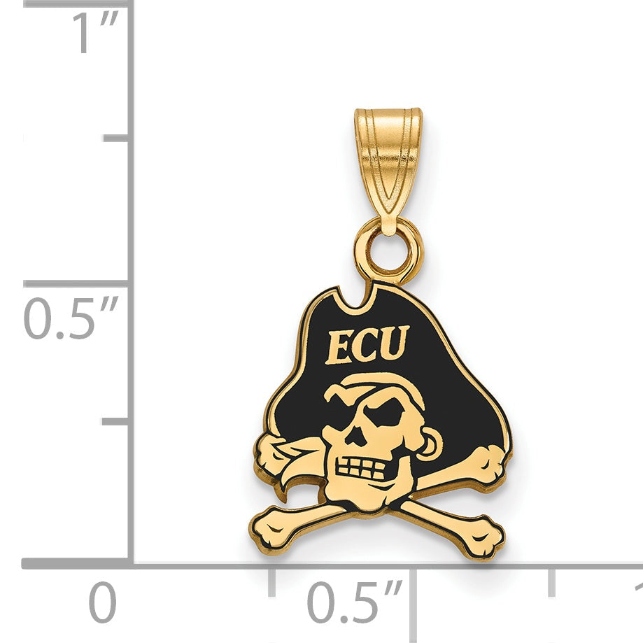 Gold Plated Sterling Silver Logoart East Carolina University Pirate Small Enameled Pendant