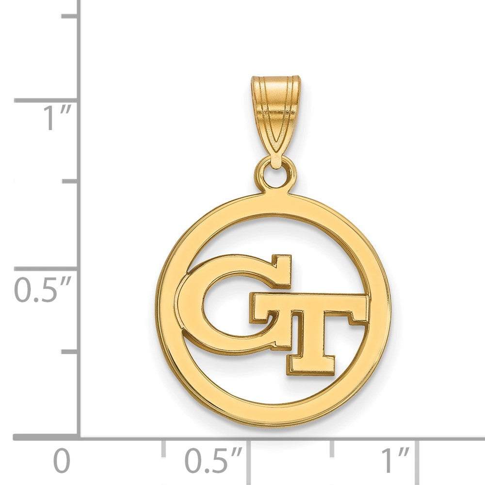 Gold Plated Sterling Silver Logoart Georgia Institute Of Technology G T Medium Circle Pendant