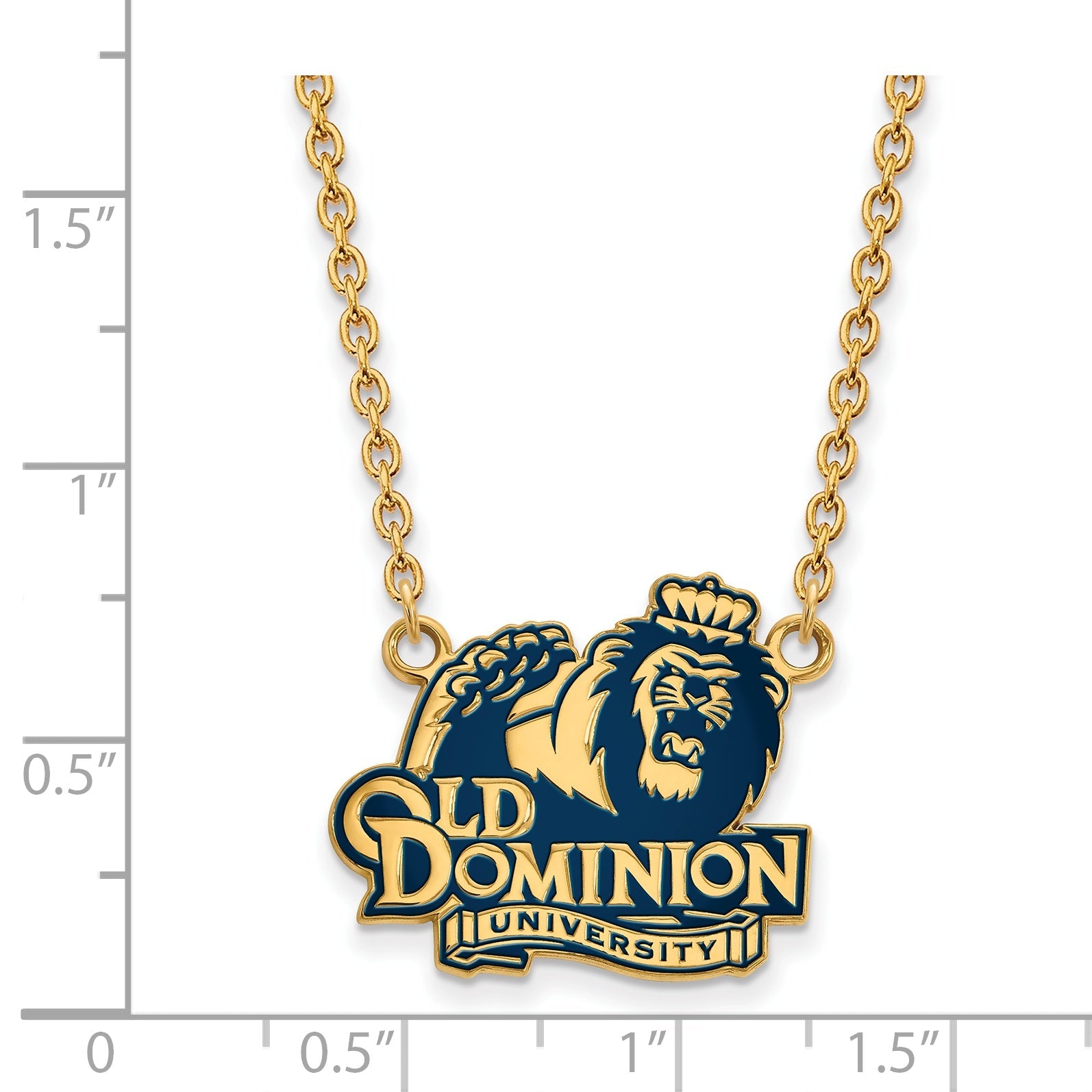 Gold Plated Sterling Silver Logoart Old Dominion University Large Enameled Pendant 18 Inch Necklace