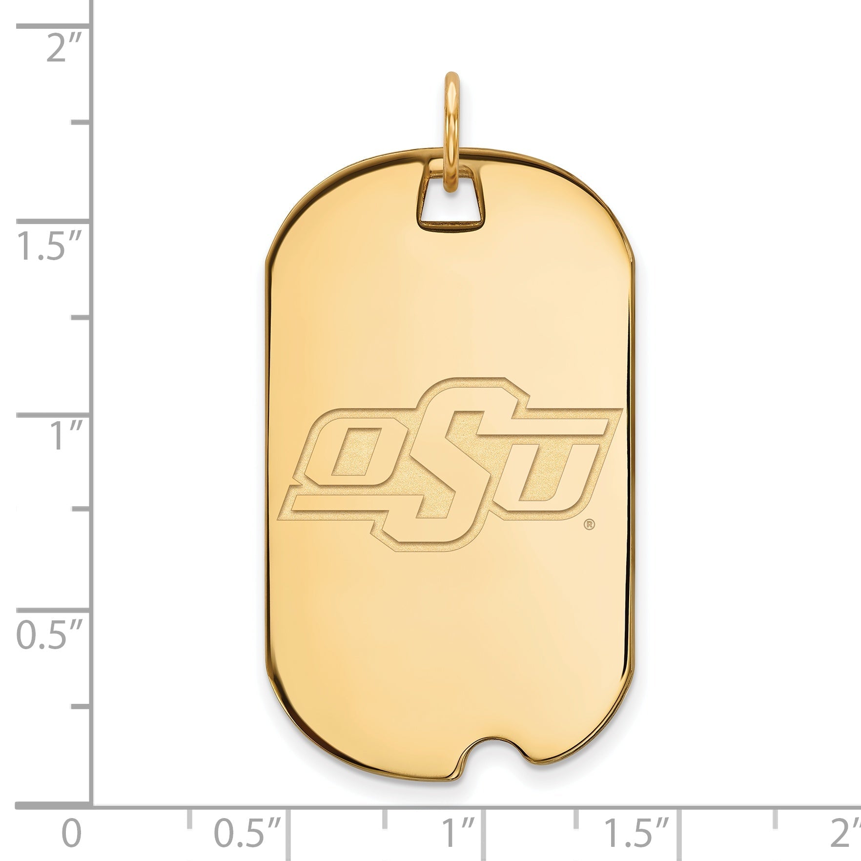 14K Yellow Gold Logoart Oklahoma State University O S U Large Dog Tag Pendant