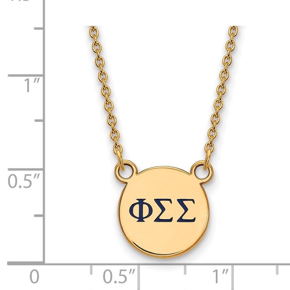 Gold Plated Sterling Silver Logoart Phi Sigma Sorority Greek Letters Small Color Enamel Pendant 18 Inch Necklace