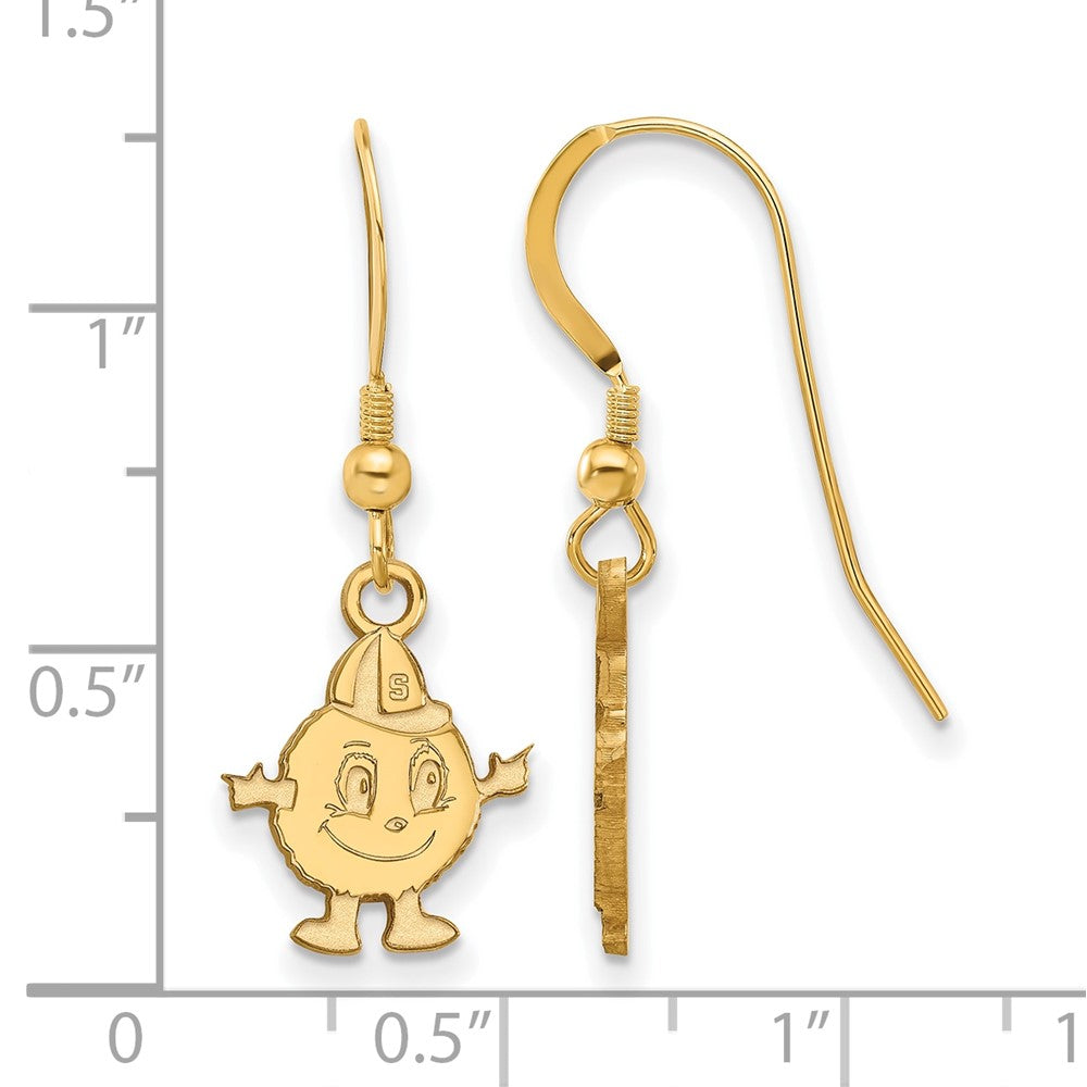 Gold Plated Sterling Silver Logoart Syracuse University Mascot Small Dangle Wire Earrings