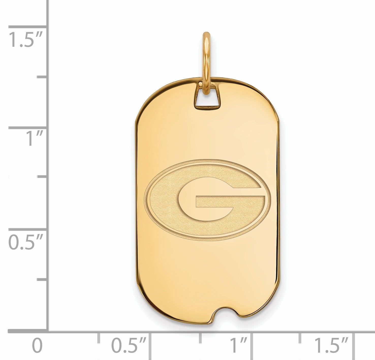14K Yellow Gold Logoart University Of Georgia Letter G Small Dog Tag Pendant
