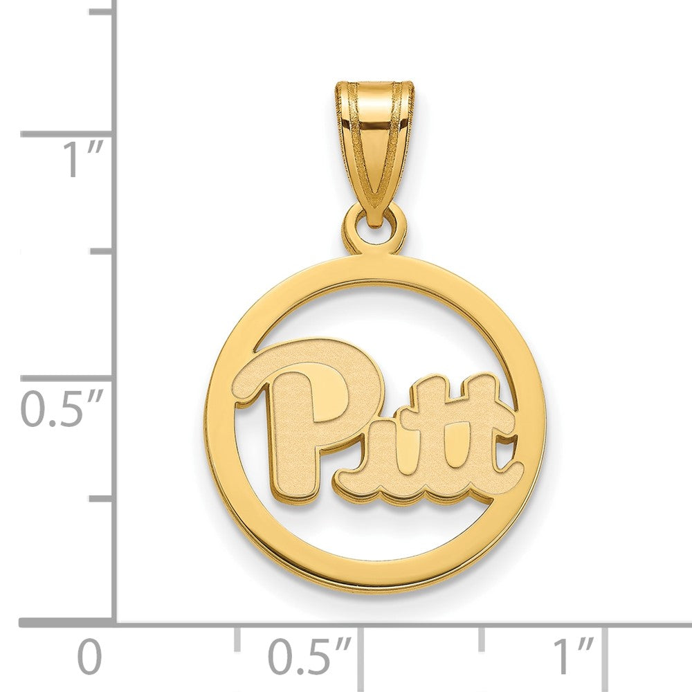 Gold Plated Sterling Silver Logoart University Of Pittsburgh Medium Circle Pendant