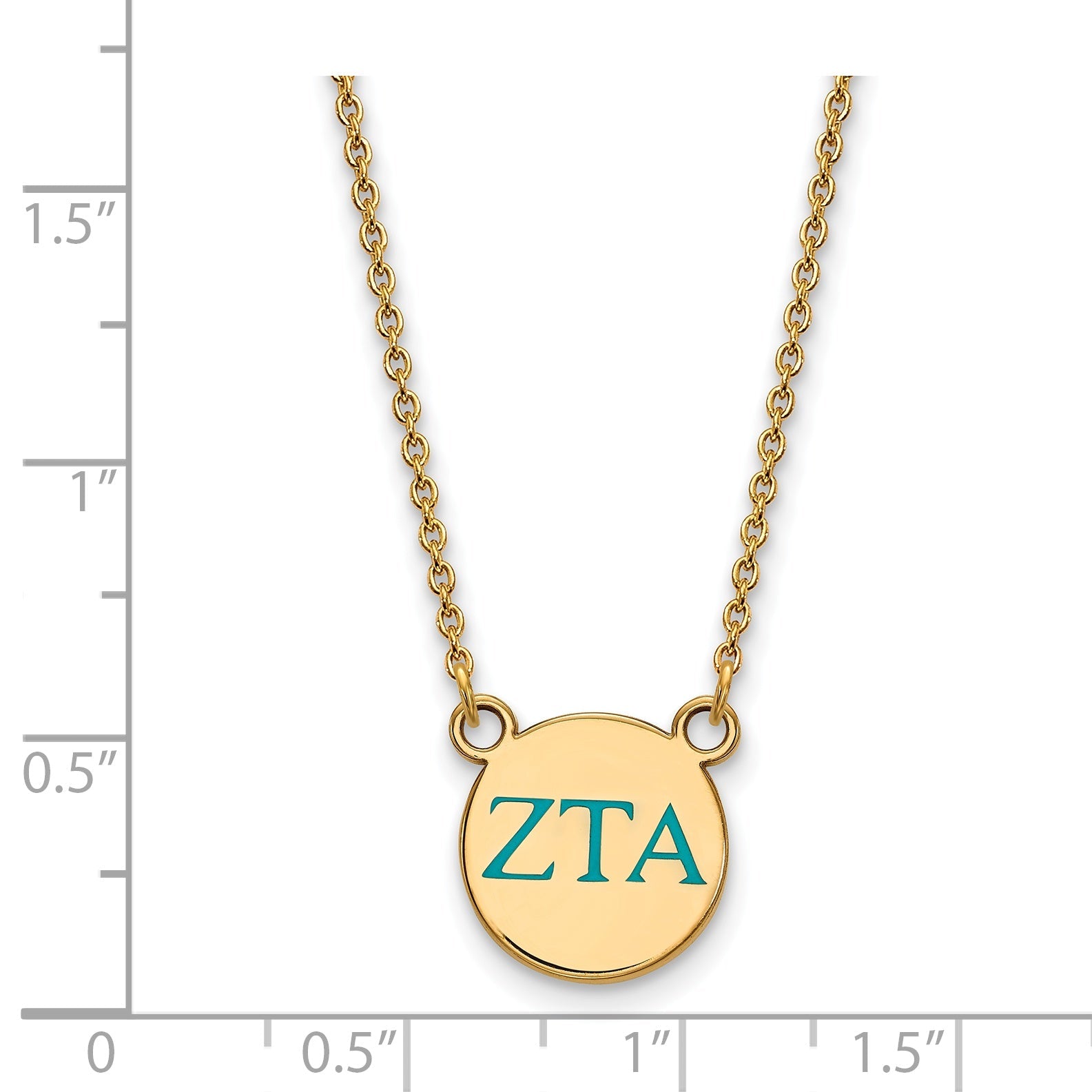 Gold Plated Sterling Silver Logoart Zeta Tau Alpha Sorority Greek Letters Small Color Enamel Pendant 18 Inch Necklace
