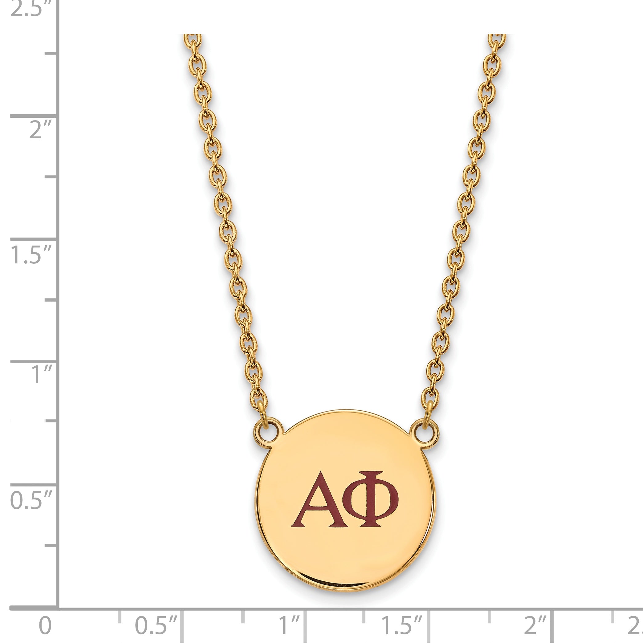 Gold Plated Sterling Silver Logoart Alpha Phi Sorority Greek Letters Large Color Enamel Pendant 18 Inch Necklace