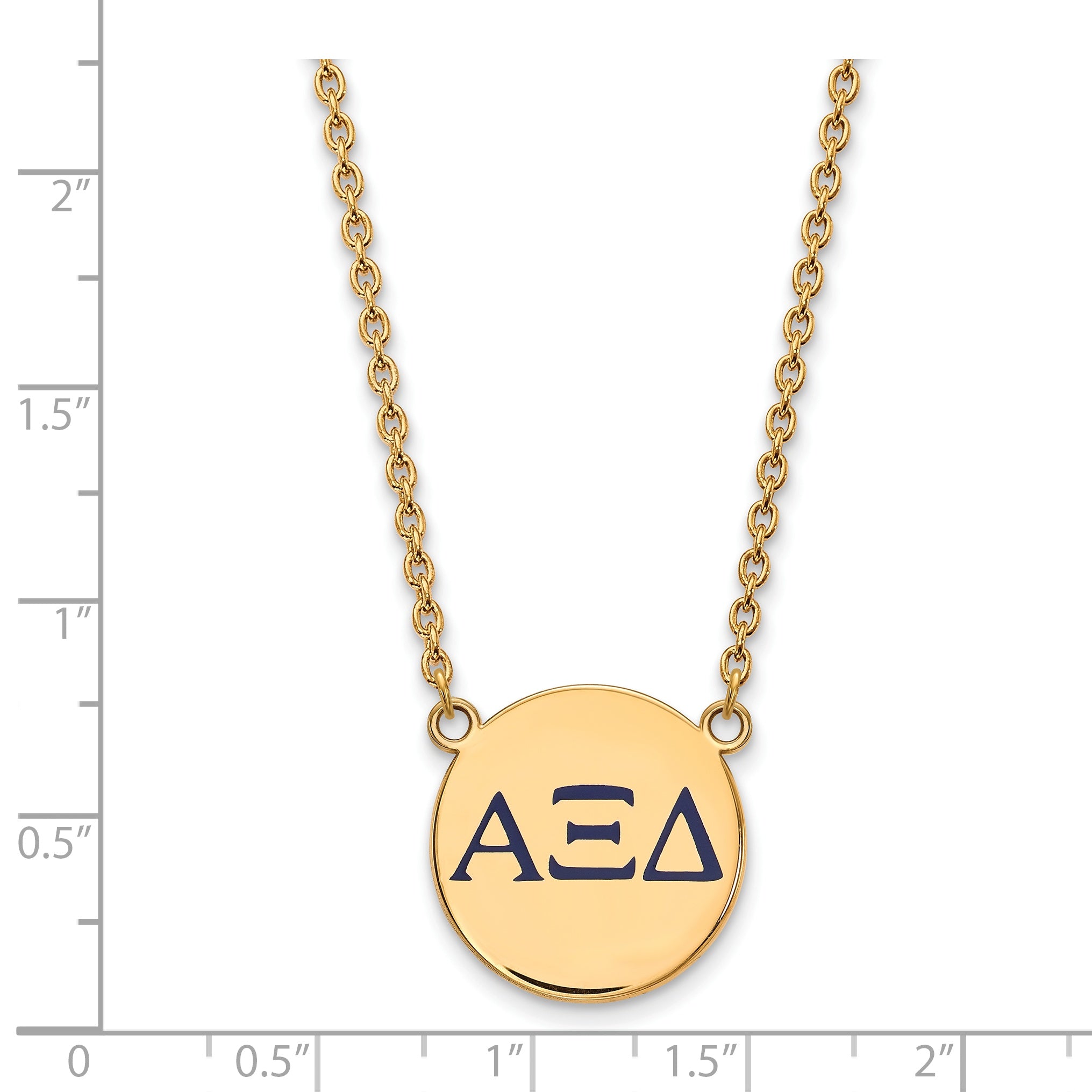 Gold Plated Sterling Silver Logoart Alpha Xi Delta Sorority Greek Letters Large Color Enamel Pendant 18 Inch Necklace