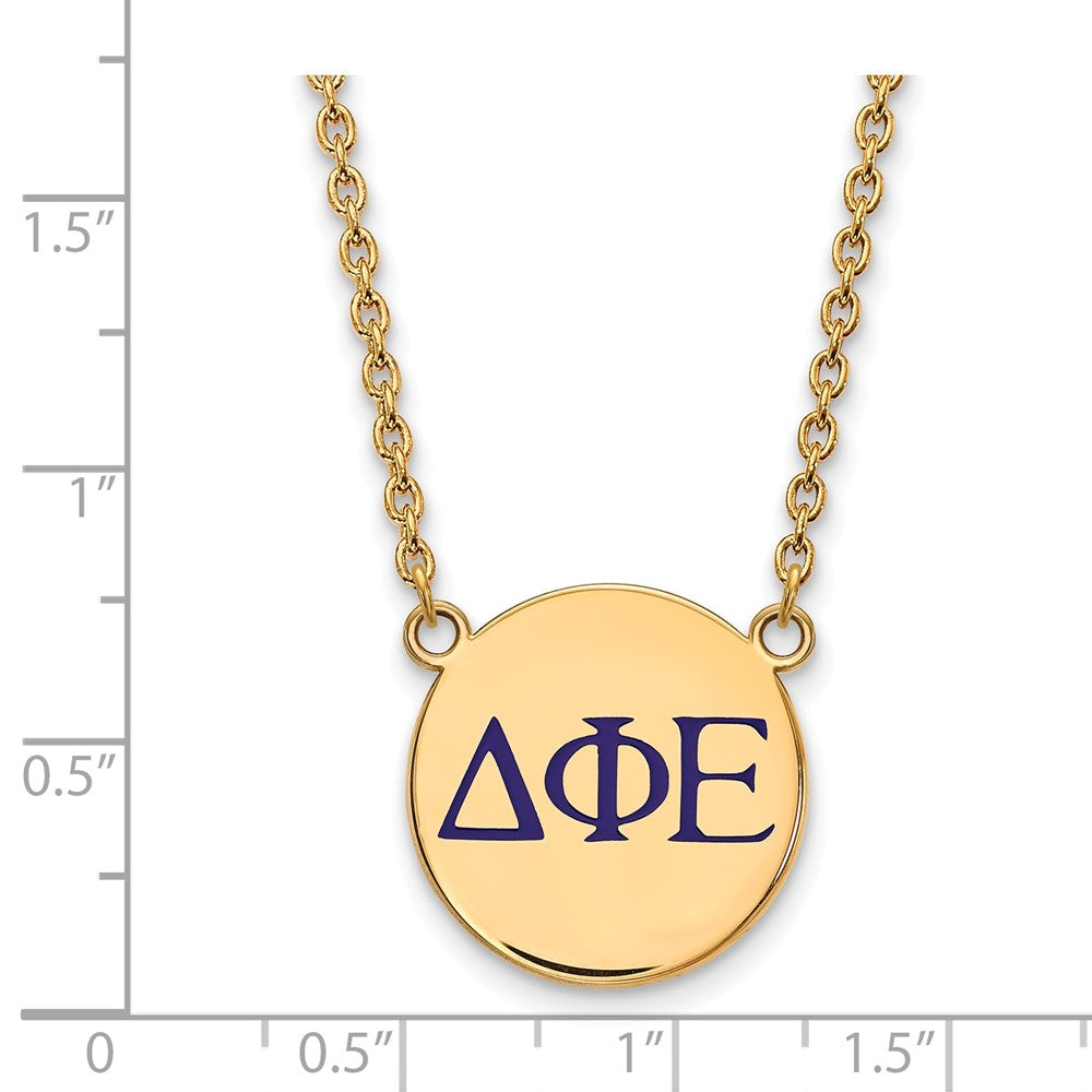Gold Plated Sterling Silver Logoart Delta Phi Epsilon Sorority Greek Letters Large Color Enamel Pendant 18 Inch Necklace