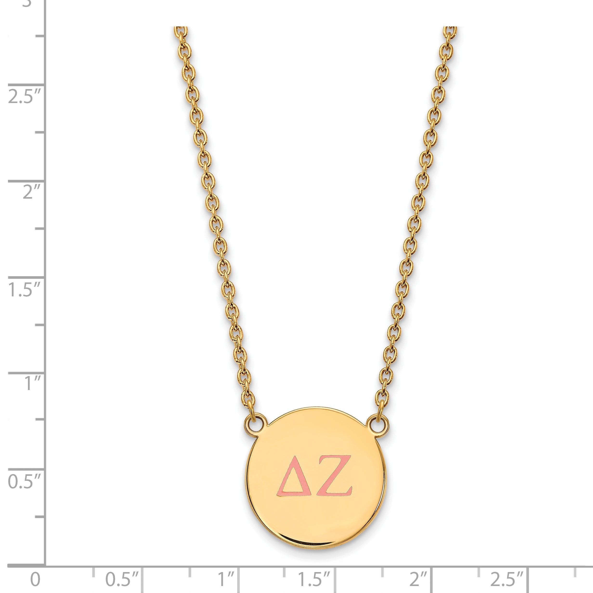 Gold Plated Sterling Silver Logoart Delta Zeta Sorority Greek Letters Large Color Enamel Pendant 18 Inch Necklace